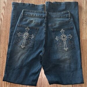 ROMWE Denim Jeans with Embroidered Detail